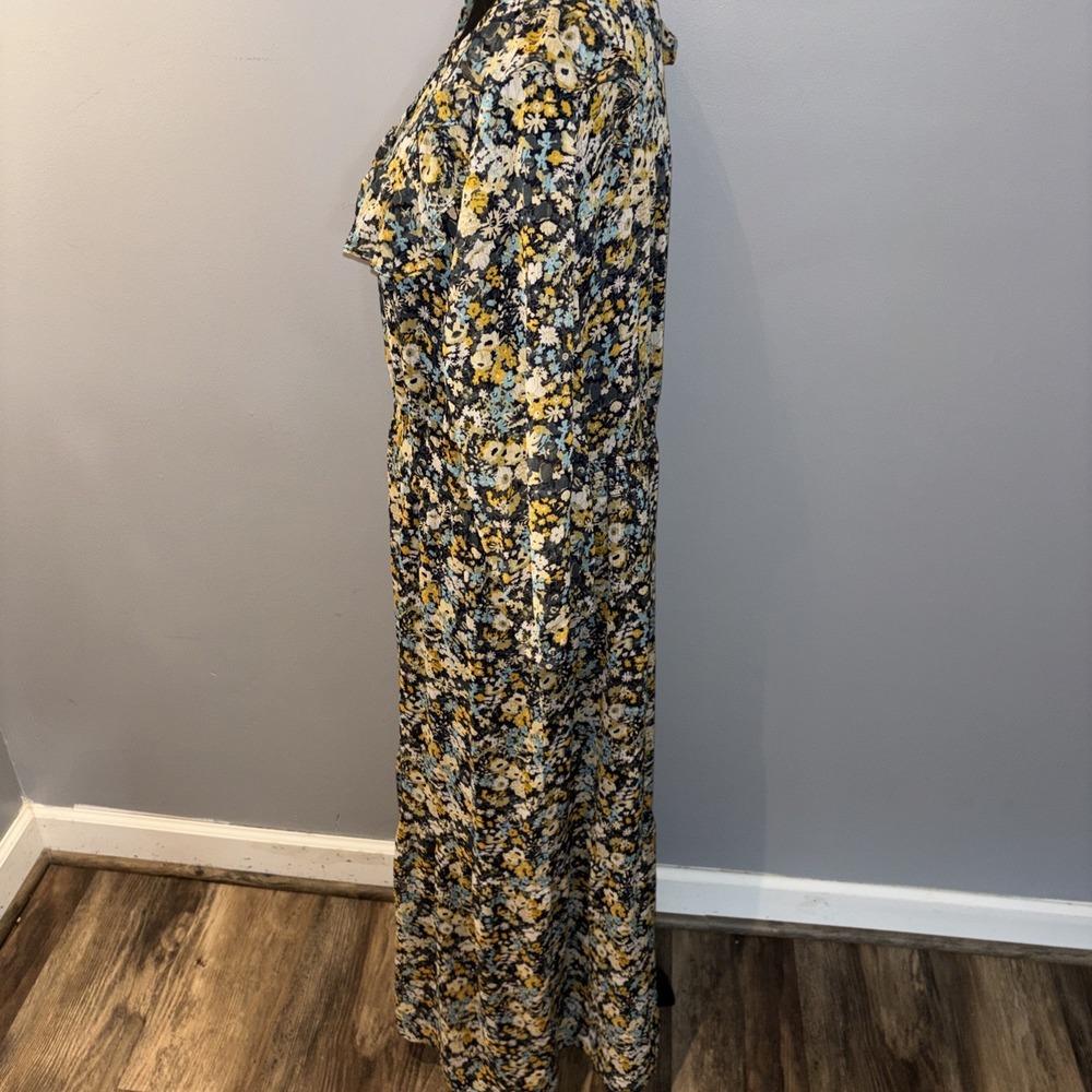 LOFT Womens Size XL Floral Maxi Shirt Dress  Button Front Cottagecore Flowy‎ - Picture 3 of 11